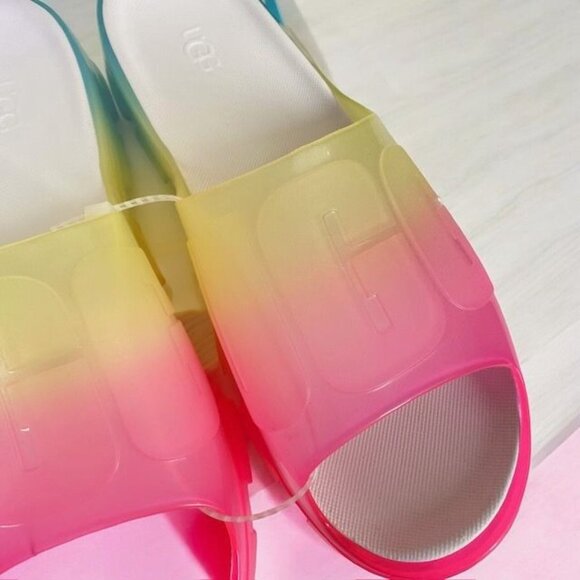 NWT UGG Jella Clear Watercolor Slide Sandals Multicolor Size 10 - Picture 3 of 15